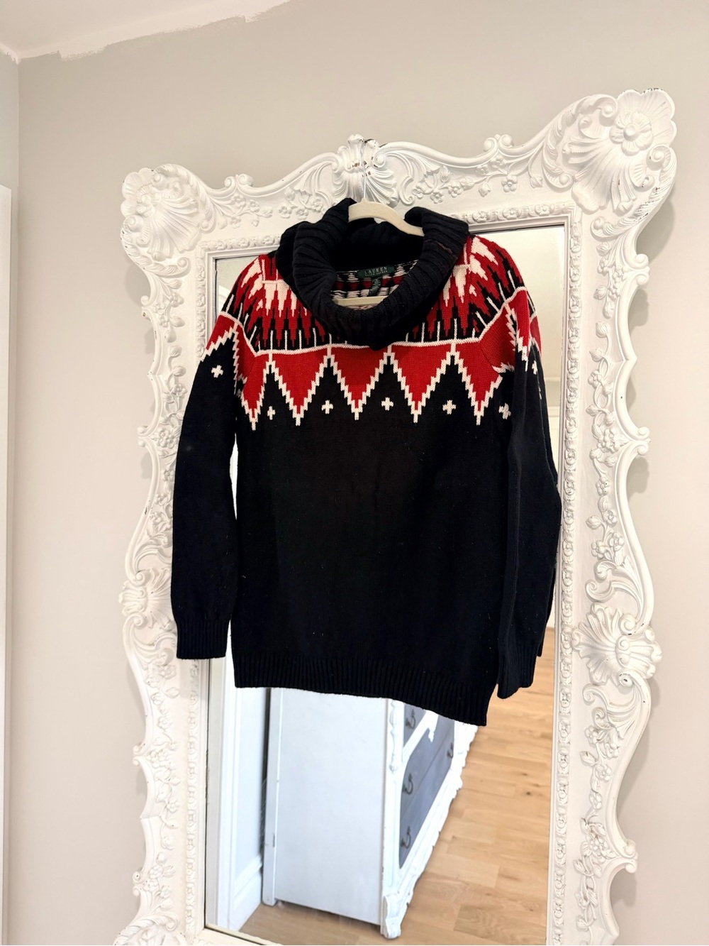 Ralph Lauren Fair Isle Cowl Neck Aztec Print Sweater Top